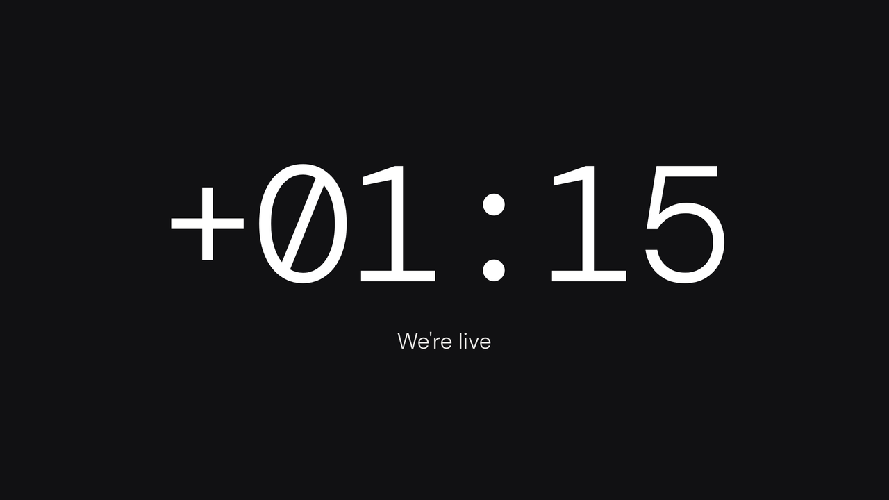 Classic: overtime. Counting up past zero, 1:15 over.