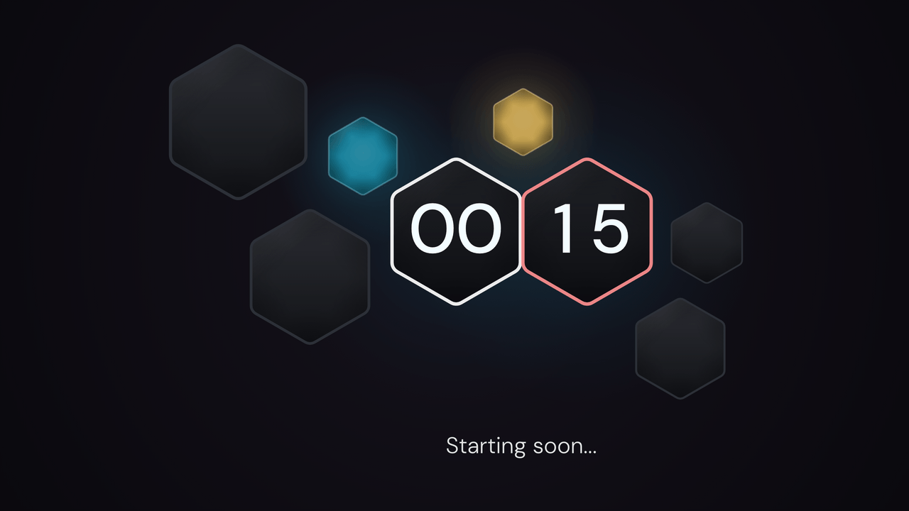 Hex Sketch: final minute. 15 seconds left of a 5-minute timer.